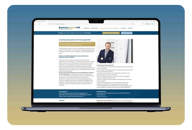 Website ihk-business-coach.de zu Portfoliozwecken - Unterseite Kompetenzen für Führungskräfte
